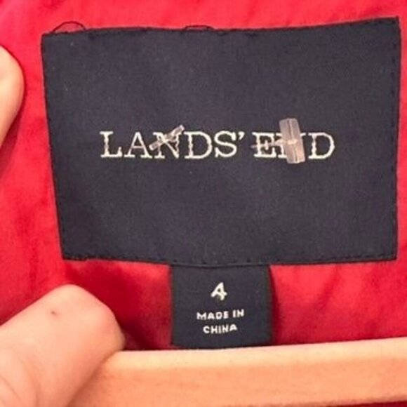 Lands' End Red‎ Pink Boiled Wool Blend Coat Full Zip Jacket Pockets Womens 4 - Picture 4 of 8